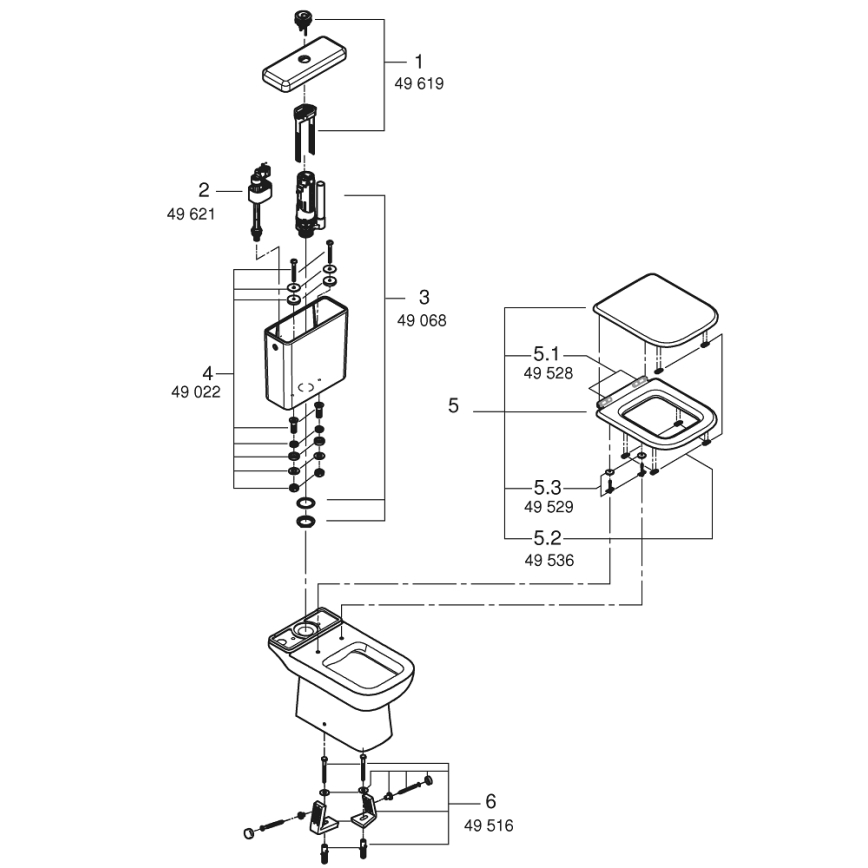 GROHE 39951000 - WC combinato START EDGE 384 × 668 mm ceramica/bianco