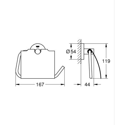 GROHE 40367001 - Porta rotolo per carta igienica ESSENTIALS 167 x 119 mm cromo lucido