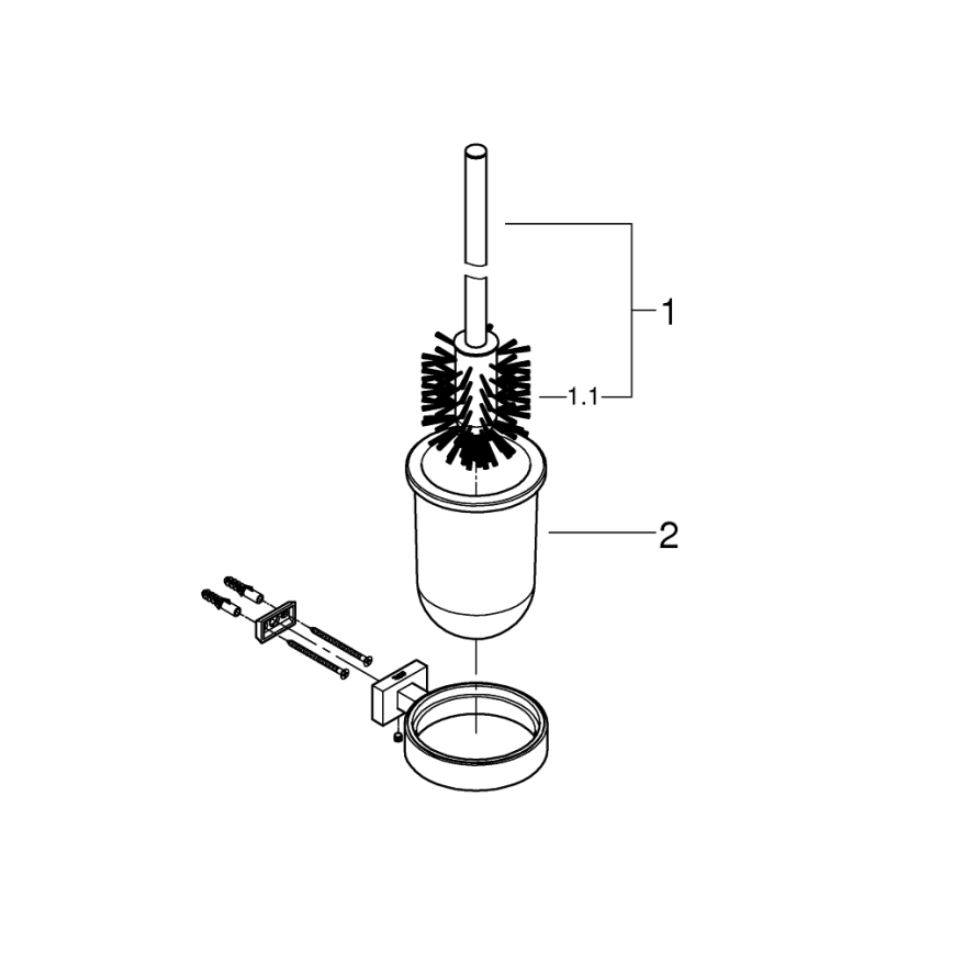GROHE 40513AL1 - Set per la pulizia del WC ESSENTIALS CUBE grafite