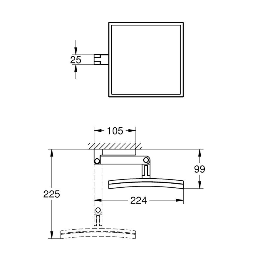 GROHE 40808000 - Specchio cosmetico SELECTION CUBE 22,3 × 22,3 cm cromo lucido