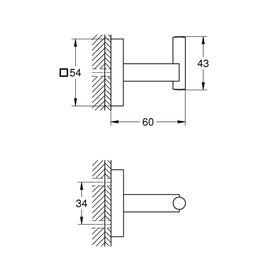 GROHE 40961000 - Gancio per accappatoio START CUBE, cromo lucido