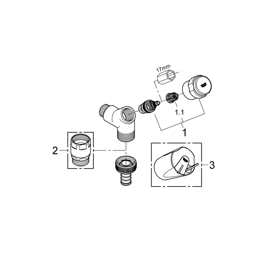 GROHE 41010000 - Valvola di collegamento EGGEMANN DN 15, cromo lucido