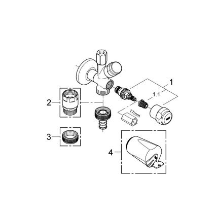 GROHE 41073000 - Valvola d'angolo combinata WAS 12” × 38” cromo lucido