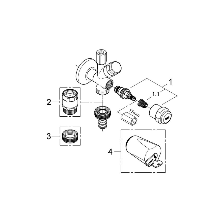 GROHE 41073000 - Valvola d'angolo combinata WAS 12” × 38” cromo lucido
