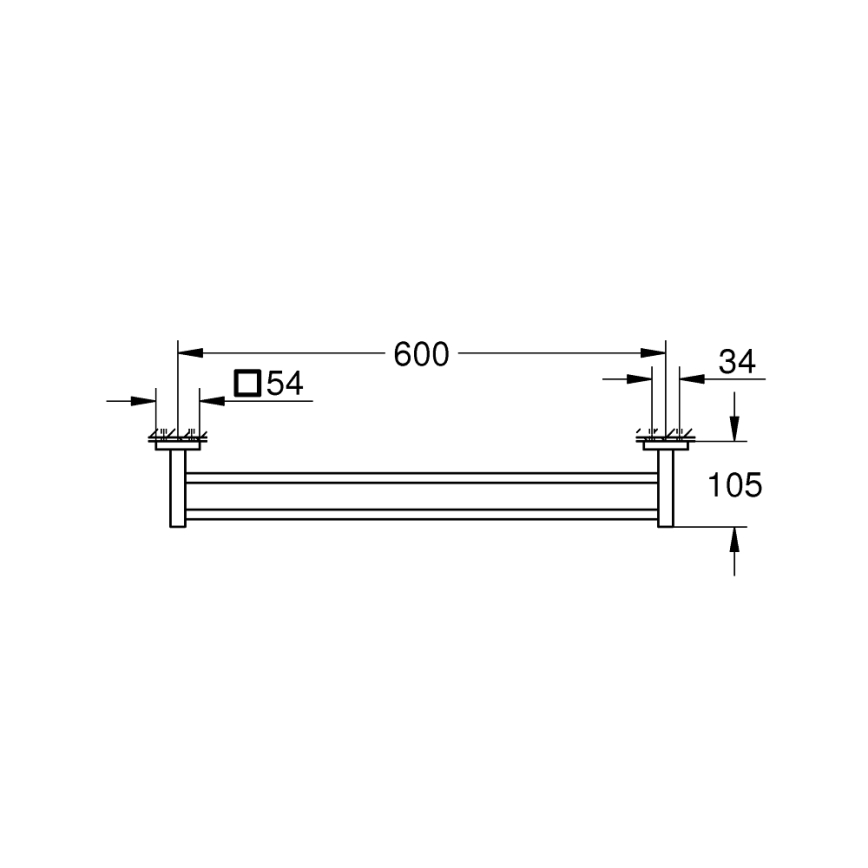 GROHE 41104DC0 - Portasciugamani doppio QUICKFIX START CUBE 654 mm in acciaio inox