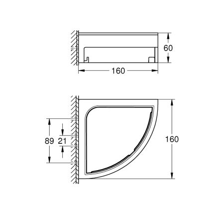 GROHE 41106000 - Mensola angolare per doccia START CUBE 16 cm cromo lucido