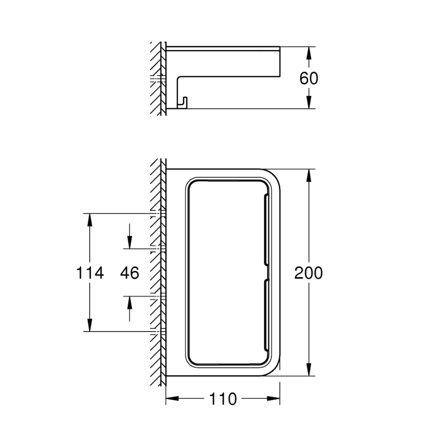 GROHE 411072430 - Mensola per doccia START CUBE 200 mm nera