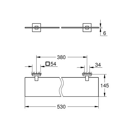 GROHE 41109000 - Mensola in vetro START CUBE 530 mm cromato lucido