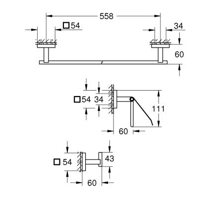 GROHE 41124DC0 - Set di accessori START CUBE 558 mm in acciaio inox