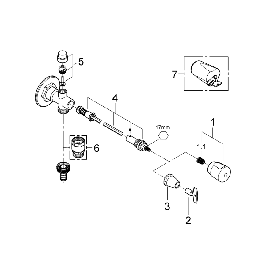 GROHE 41208000 - Valvola da parete per esterni EUROTEC DN 15 cromo lucido