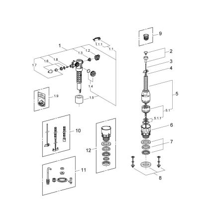 GROHE 43907PI0 - Kit di ricambio per cassette di scarico in ceramica