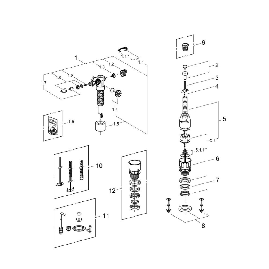 GROHE 43907PI0 - Kit di ricambio per cassette di scarico in ceramica