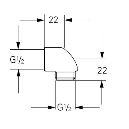 GROHE 45304000 - Raccordo a gomito per doccia DN 15 × DN 15, cromo lucido