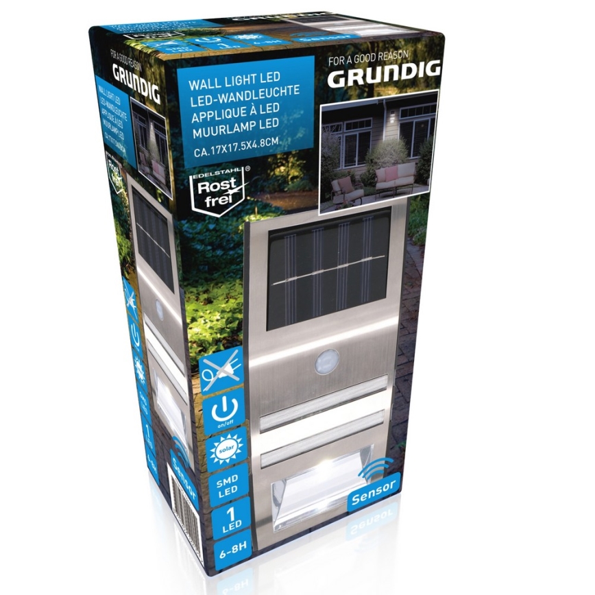 Grundig - Applique a LED solare con sensore LED/1xAA 600mAh IP64