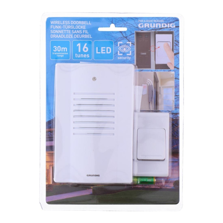 Grundig - Campanello wireless 16 melodie 3xAA + 3x AG13 IP44
