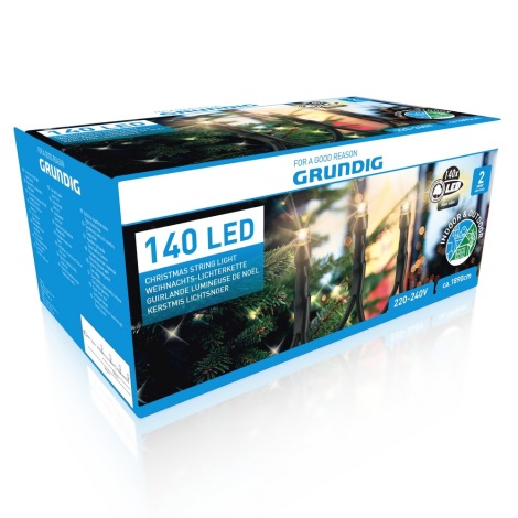 Grundig - Catena LED da esterno natalizia 140xLED 18,9m IP44 bianco caldo