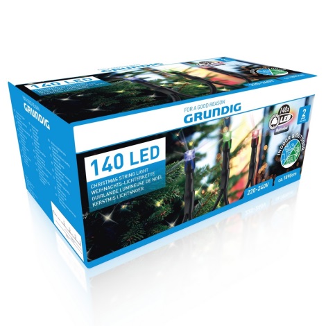 Grundig - Catena LED da esterno natalizia 140xLED/8 funzioni 18,9m IP44 multicolore