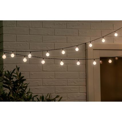 Grundig - Catena luminosa solare a LED dimmerabile 50xLED/8 funzioni, 9,35 m, bianco caldo, 1200 mAh, IP44 + telecomando