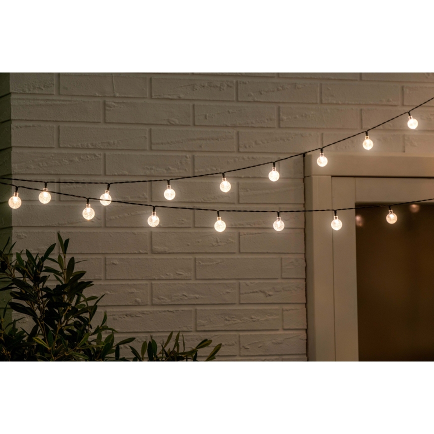 Grundig - Catena luminosa solare a LED dimmerabile 50xLED/8 funzioni, 9,35 m, bianco caldo, 1200 mAh, IP44 + telecomando