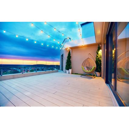 Grundig - Catena luminosa solare a LED dimmerabile 50xLED/8 funzioni, 9,35 m, bianco caldo, 1200 mAh, IP44 + telecomando
