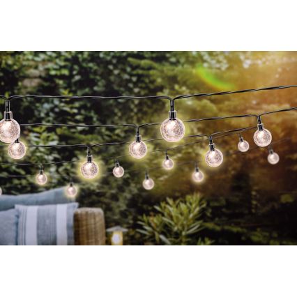 Grundig - Catena luminosa solare a LED dimmerabile 50xLED/8 funzioni, 9,35 m, bianco caldo, 1200 mAh, IP44 + telecomando