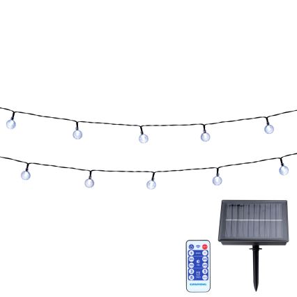 Grundig - Catena luminosa solare a LED dimmerabile 50xLED/8 funzioni, 9,35 m, bianco caldo, 1200 mAh, IP44 + telecomando