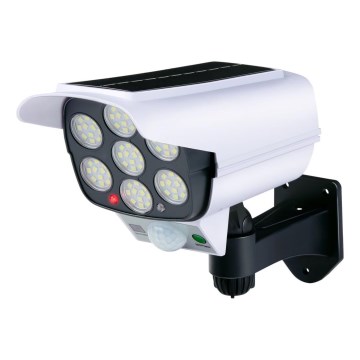 Grundig - Finta telecamera di sicurezza solare a LED con sensore LED, 1,2 V 800 mAh + telecomando