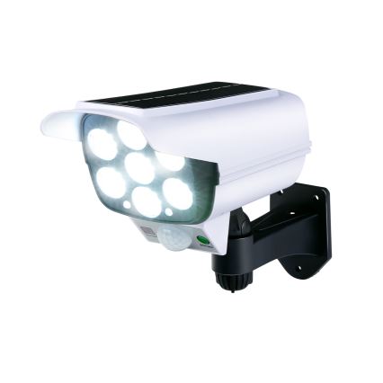 Grundig - Finta telecamera di sicurezza solare a LED con sensore LED, 1,2 V 800 mAh + telecomando