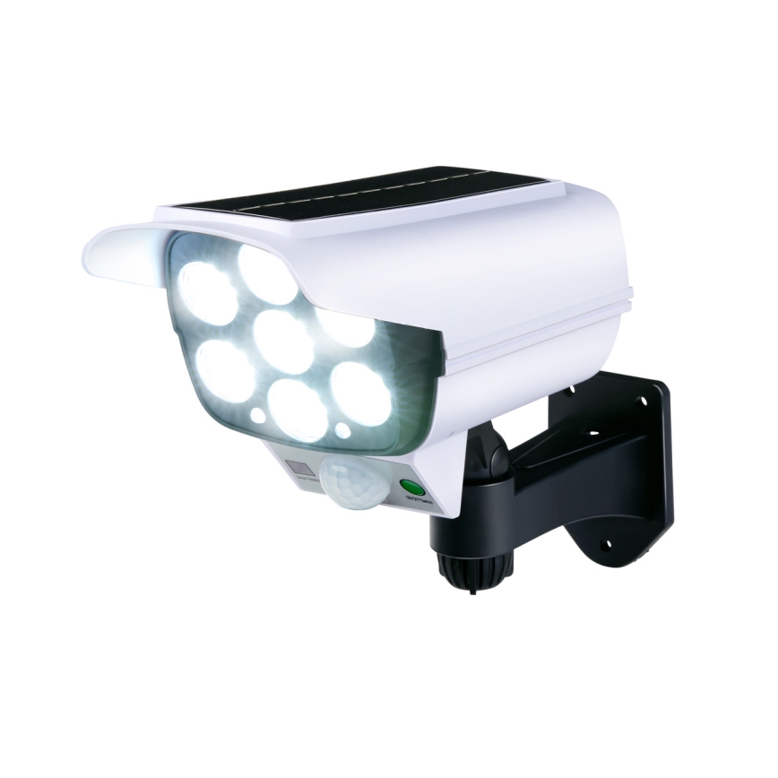 Grundig - Finta telecamera di sicurezza solare a LED con sensore LED, 1,2 V 800 mAh + telecomando