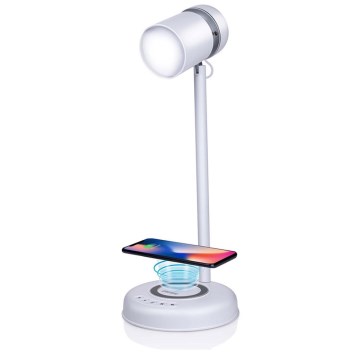 Grundig - Lampada da tavolo a LED con ricarica wireless integrata e altoparlante 3 in 1 LED/15W/5V