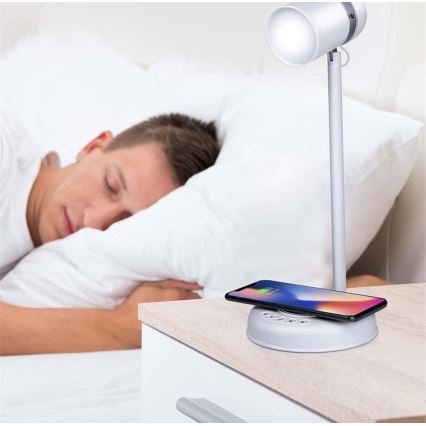 Grundig - Lampada da tavolo a LED con ricarica wireless integrata e altoparlante 3 in 1 LED/15W/5V