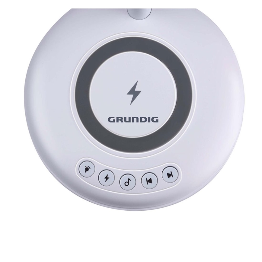 Grundig - Lampada da tavolo a LED con ricarica wireless integrata e altoparlante 3 in 1 LED/15W/5V