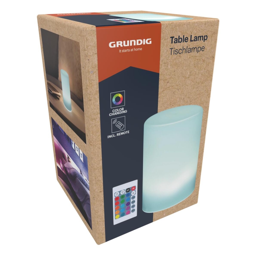 Grundig - Lampada da tavolo LED RGB dimmerabile, alimentazione 3xAAA + telecomando