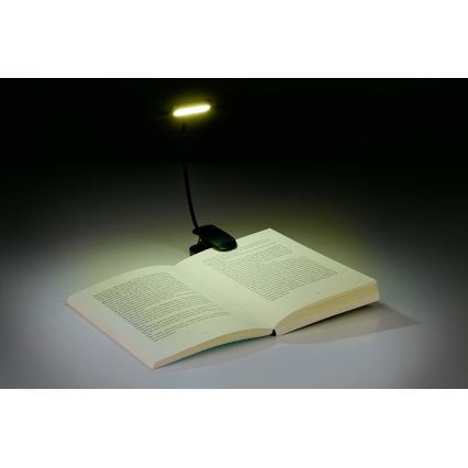 Grundig - Lampada da tavolo LED ricaricabile con clip LED/5V 400 mAh nera