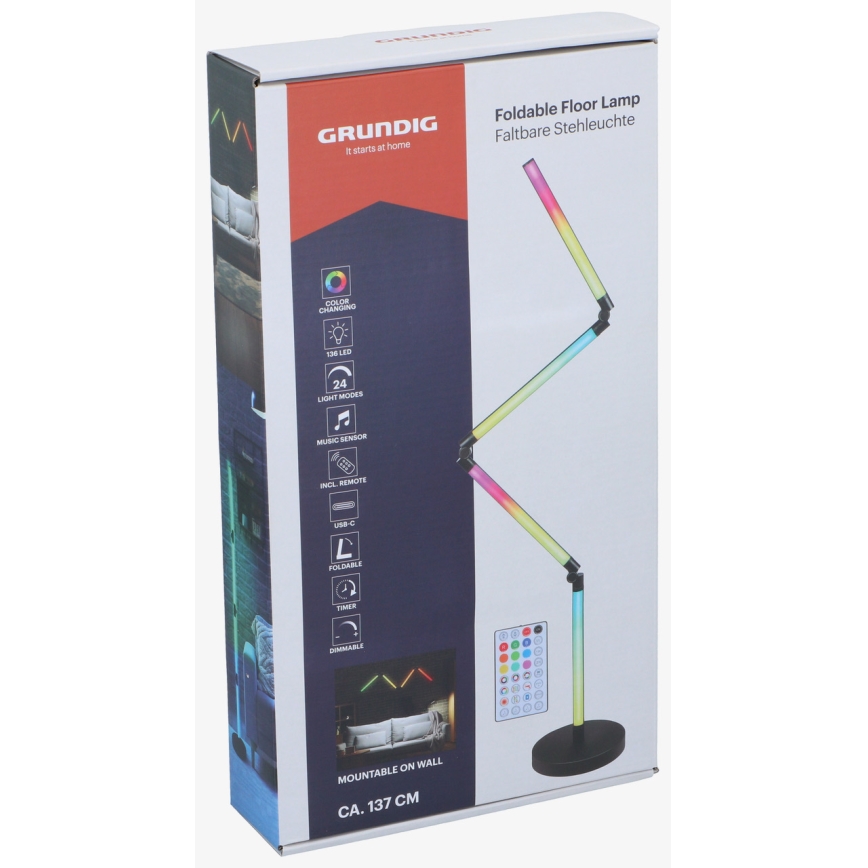Grundig - Lampada da terra dimmerabile LED RGB 2 in 1 LED/230V + telecomando