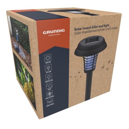 Grundig - Lampada solare a LED e trappola per insetti con LED UV, batteria 1xAA 600 mAh, IPX4