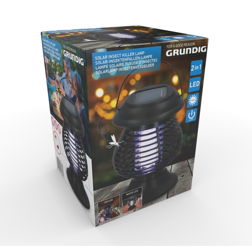 Grundig - Lampada solare UV LED con trappola per insetti LED/1W/1,2V IPX4