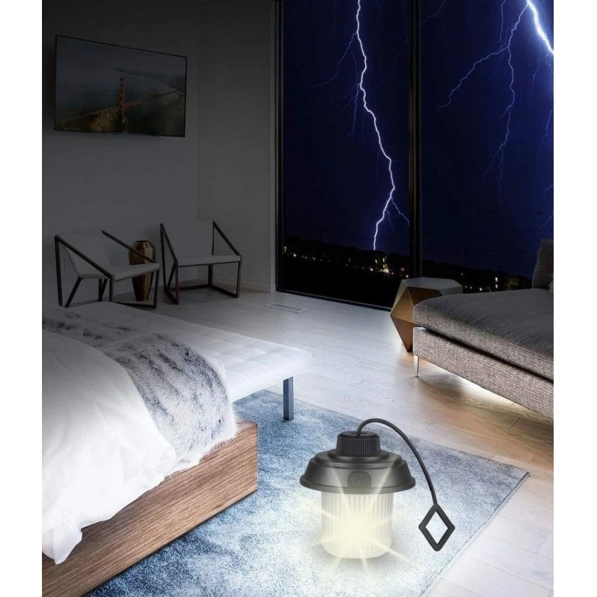 Grundig - Lanterna da campeggio LED/3xAA 3000/4500/6000K IP44 nera