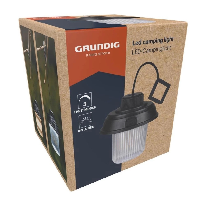 Grundig - Lanterna da campeggio LED/3xAA 3000/4500/6000K IP44 nera
