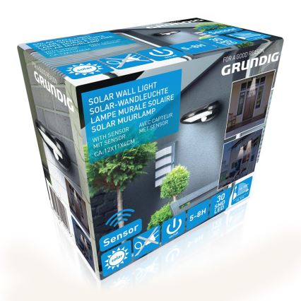 Grundig - SET 2x LED Applique solare con sensore di movimento e crepuscolare LED/3,2V 600 mAh