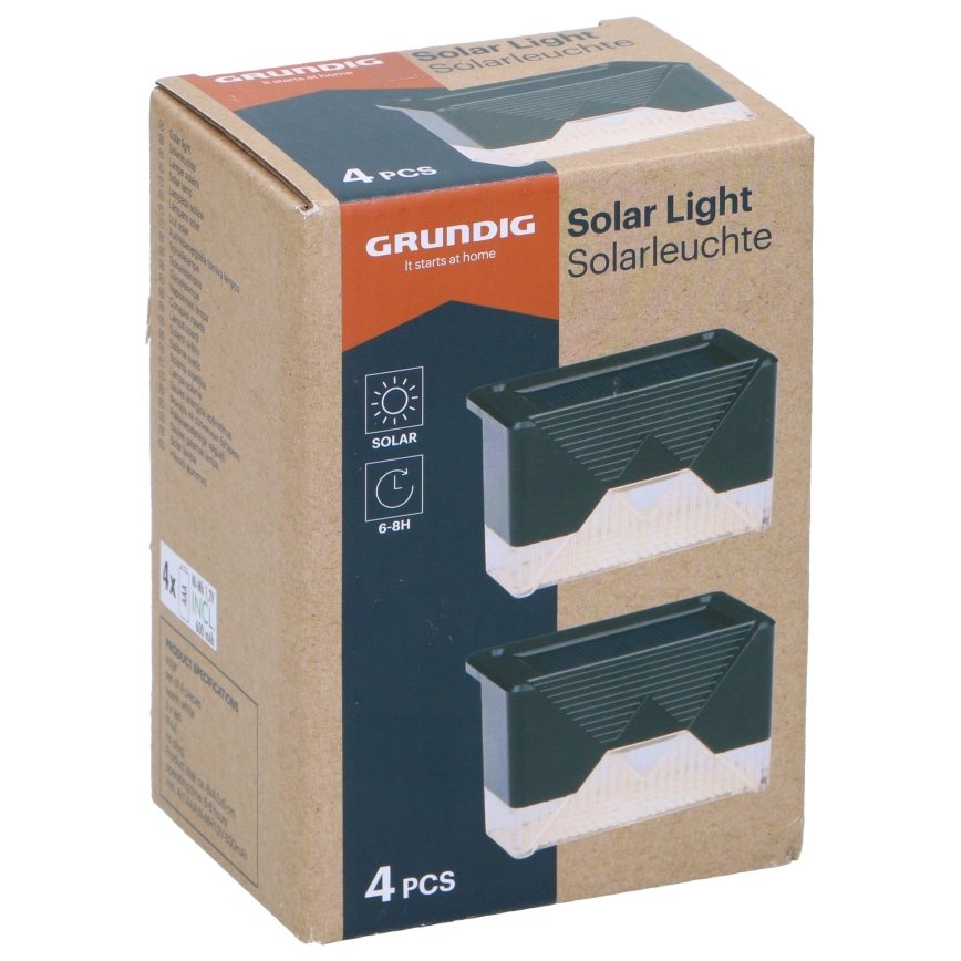Grundig - SET 4x Lampada da parete solare a LED LED/1,2V 600 mAh IP44