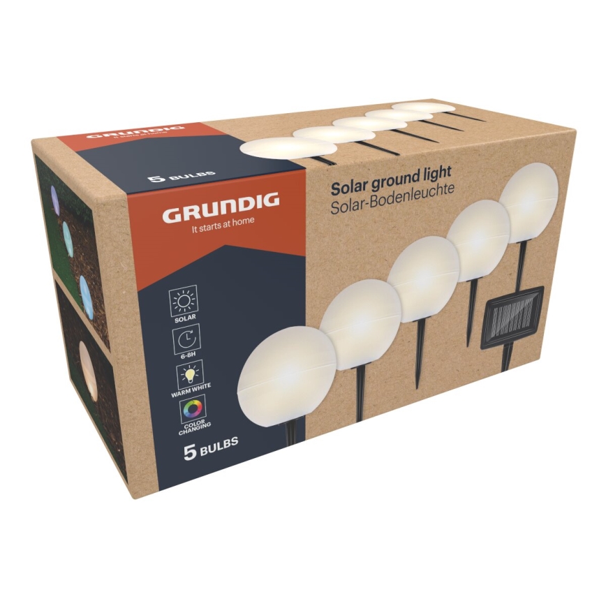 Grundig - SET 5x LED RGBW  Lampada solare LED/3,2V IP44