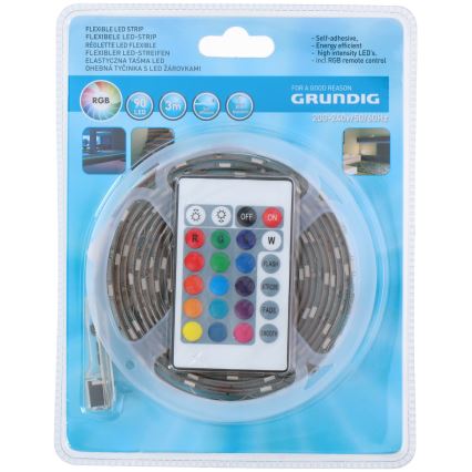 Grundig - Striscia LED RGB Dimmerabile 3m LED/12W/230V + Telecomando