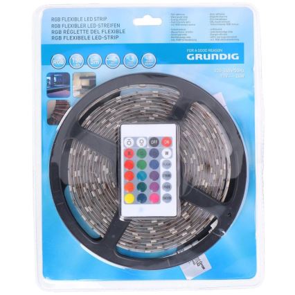 Grundig - Striscia LED RGB dimmerabile 5m LED/24W/230V + TC