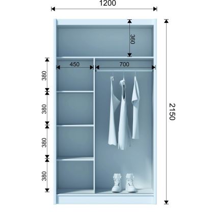 Guardaroba SABRINA 120x215 cm bianco