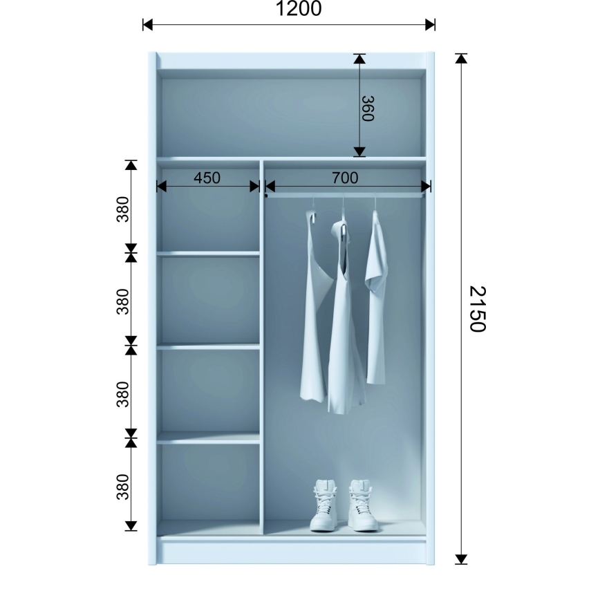 Guardaroba SABRINA 120x215 cm bianco