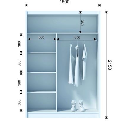 Guardaroba SABRINA 150x215 cm bianco