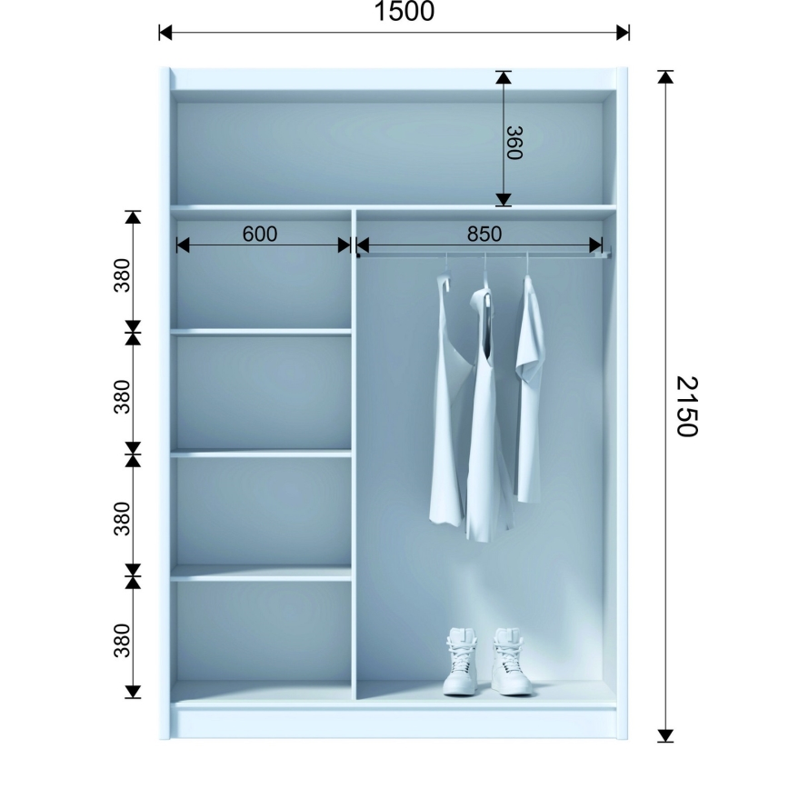 Guardaroba SABRINA 150x215 cm bianco