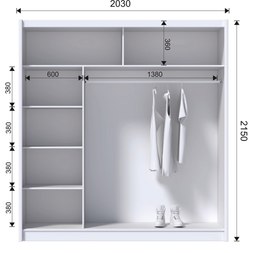Guardaroba SABRINA 203x215 cm bianco