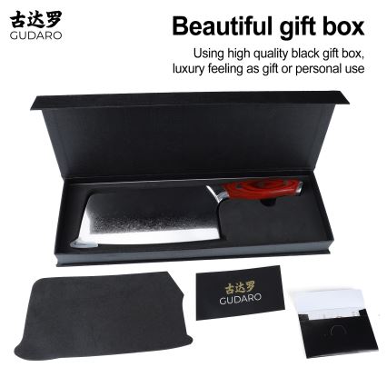 Gudaro - Accetta da cucina in acciaio damasco KENSHO 6,5, 67 strati d'acciaio, lunghezza 16,2 cm